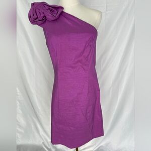 VTG Adrianna Papell One-Shoulder Dress in Vibrant Purple